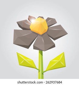 low poly black spring flower. flower background. flower logo design element