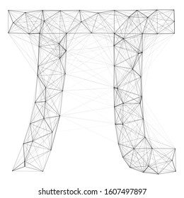 Low poly black and white vector typography PI