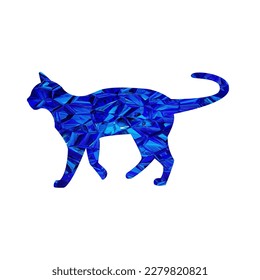 símbolo de silueta de gato azul de bajo nivel de polo vector en blanco