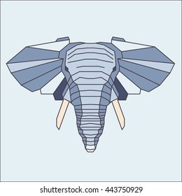 Low poly blue elephant