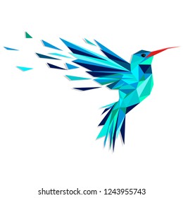 Low poly blue Hummingbird