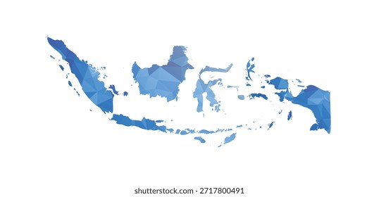 Low Poly Blue Indonesien Landkarte Vektorgrafik für Bildung und Business