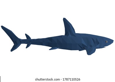 Tiburón azul polaco bajo. 3 D. Vista lateral. Ilustración del vector