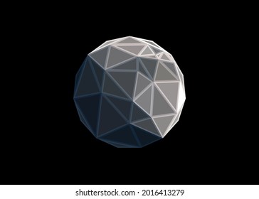 Low poly bold framed art of a moon in high details. Vector object triangle geometric illustration. Abstract polygonal art. With black color background.