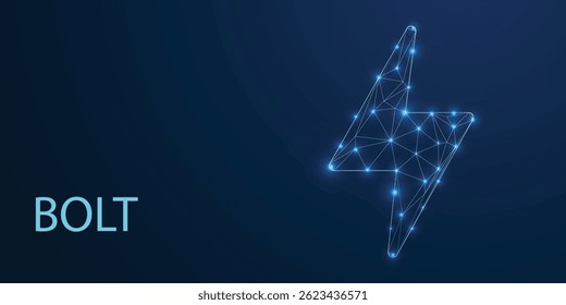 Low Poly Bolt Icon – Geometric Lightning Symbol in 3D Polygon Style for Energy and Power Concepts
