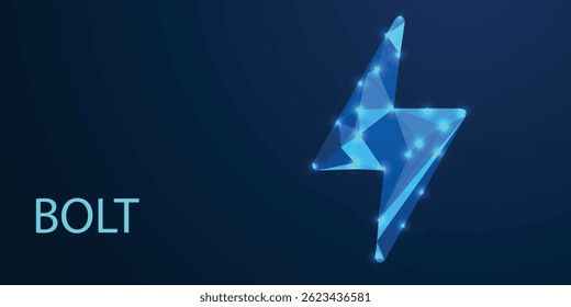 Low Poly Bolt Icon – Geometric Lightning Symbol in 3D Polygon Style for Energy and Power Concepts