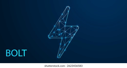 Low Poly Bolt Icon – Geometric Lightning Symbol in 3D Polygon Style for Energy and Power Concepts