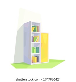biblioteca de polos baja, interior de habitación, mobiliario aislado, vector, ilustración
