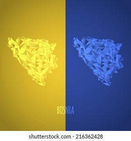 Low Poly Bosina Map with National Colors - Infographic - Vector Illustration