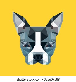 Low Poly Boston Terrier Face