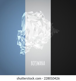 Low Poly Botswana Map with National Colors - Infographic - Vector Illustration