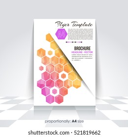 Low Poly Brochure, A4 Flyer Document and Vector Background. Corporate Leaflet, Textbook Cover Design. Image Add Feature Print Ready Business Pamphlet or Polygonal Booklet Template