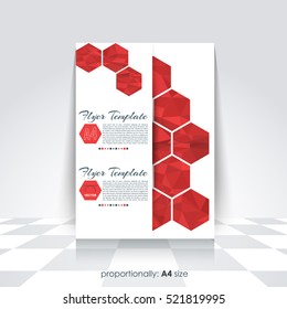 Low Poly Brochure, A4 Flyer Document and Vector Background. Corporate Leaflet, Textbook Cover Design. Image Add Feature Print Ready Business Pamphlet or Polygonal Booklet Template