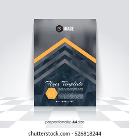 Low Poly Brochure, A4 Flyer Document and Vector Background. Corporate Leaflet, Textbook Cover Design. Image Add Feature Print Ready Business Pamphlet or Polygonal Booklet Template
