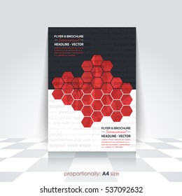 Low Poly Brochure, A4 Flyer Document and Vector Background. Corporate Leaflet, Textbook Cover Design. Image Add Feature Print Ready Business Pamphlet or Polygonal Booklet Template
