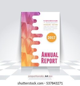 Low Poly Brochure, A4 Flyer Document and Vector Background. Corporate Leaflet, Textbook Cover Design. Image Add Feature Print Ready Business Pamphlet or Polygonal Booklet Template