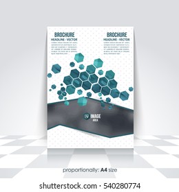 Low Poly Brochure, A4 Flyer Document and Vector Background. Corporate Leaflet, Textbook Cover Design. Image Add Feature Print Ready Business Pamphlet or Polygonal Booklet Template