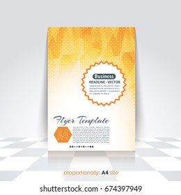 Low Poly Brochure, A4 Flyer Document and Vector Background. Corporate Leaflet, Textbook Cover Design