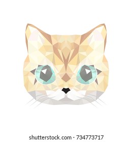 low poly brown cat face