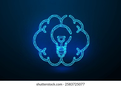 Low Poly Bulb Icon Design, Geometric 3D Symbol Representing Innovation, Creativity, Bright Ideas, Inspiration, and Technology Concept for Business, Solutions, and Digital Transformation