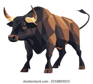 Low Poly Bull. Flat Vector Illustration