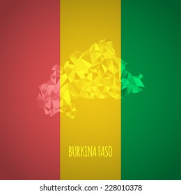 Low Poly Burkina Faso Map with National Colors - Infographic - Vector Illustration