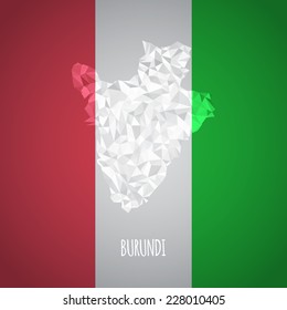 Low Poly Burundi Map with National Colors - Infographic - Vector Illustration