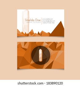 Low Poly Business Card Template with Alphabet Letter I - Vector Illustration