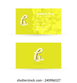 Low Poly Business Card Template with Initials Letter B - Vector Illustration - Self Promo Element 
