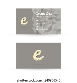 Low Poly Business Card Template with Initials Letter E - Vector Illustration - Self Promo Element 