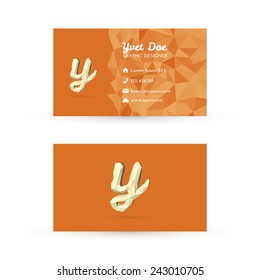 Low Poly Business Card Template with Initials Letter Y - Vector Illustration - Self Promo Element