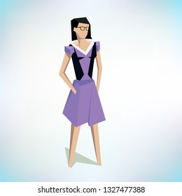 Low poly businesswoman. Business woman character. Office worker. Can used for web page, banner, presentation. Job interview. Human resources. Recruitment agency. Vector illustration.