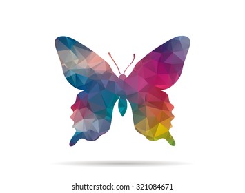 low poly butterfly icon