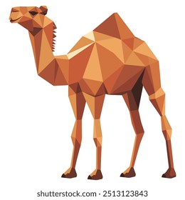 Low Poly Camel Geometric Design. Flat Vector Illustration