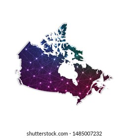 Low poly Canada map in geometric polygonal on white background. Vector Illustration Eps10.