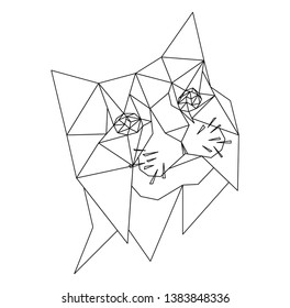 Low poly cat. Geometric logo