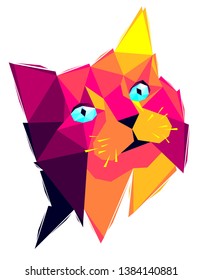 Low poly cat. Geometric logo