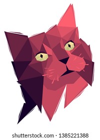 Low poly cat. Geometric logo