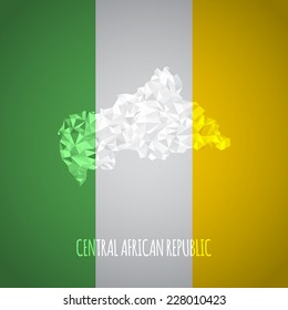 Low Poly Central African Republic Map with National Colors - Infographic - Vector Illustration