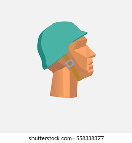 Low poly character military head