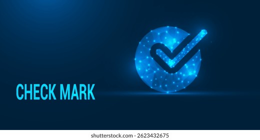 Low Poly Check Mark Icon – Geometric Green Tick Symbol in Modern Minimal Polygonal Style