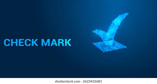 Low Poly Check Mark Icon – Geometric Green Tick Symbol in Modern Minimal Polygonal Style