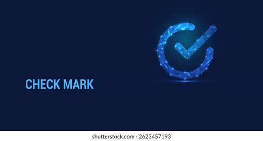 Low Poly Check Mark Icon – Geometric Green Tick Symbol in Modern Minimal Polygonal Style