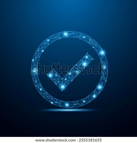 Low poly Check Mark icon vector with futuristic concept. Quality check low poly wire-frame design