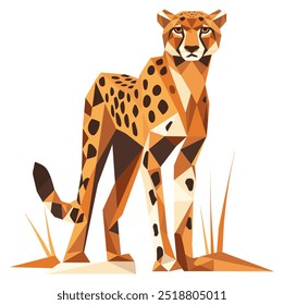 Baixo Poly Cheetah. Ilustração de vetor plano