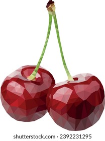 low poly cherry editable scalable