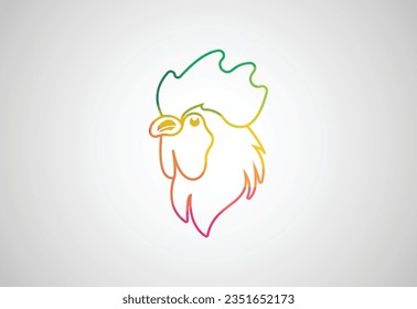 Low Poly and Chicken vector logo design. Farm, hen, fowl icon, Vector design concept