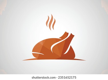 Low Poly and Chicken vector logo design. Farm, hen, fowl icon, Vector design concept