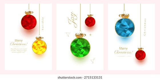 Tarjeta de Navidad de polietileno bajo con adornos festivos y Navidades felices y feliz saludo del año Nuevo