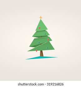 Low poly christmas tree. Holiday vector background in polygonal design. Eps10 vector illustration.